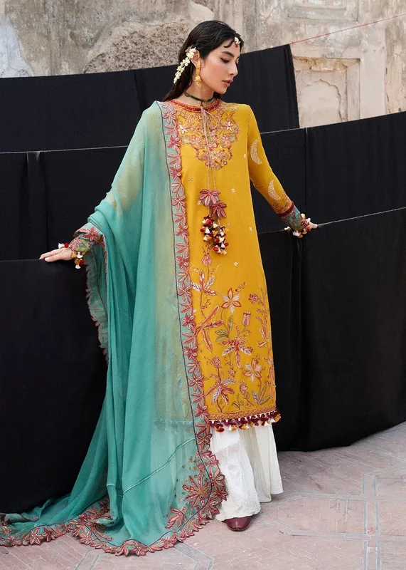 Hussain Rehar Nirmal SS 25 Orange Organza – view 1 – Poshaq