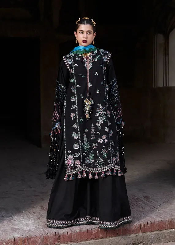Hussain Rehar Nirmal SS 25 Black Cotton – view 1 – Poshaq