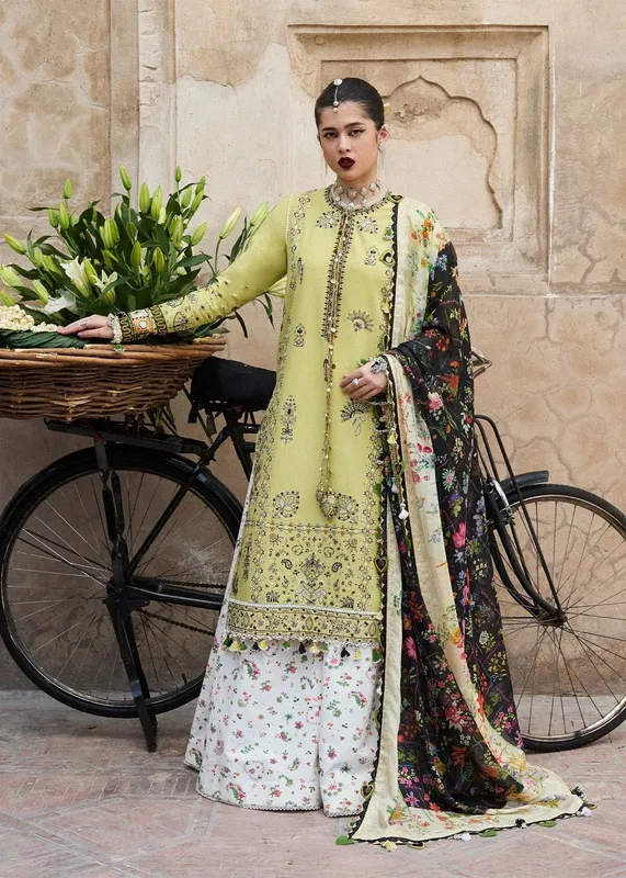 Hussain Rehar Nirmal SS 25 Mint Green Cotton – view 1 – Poshaq