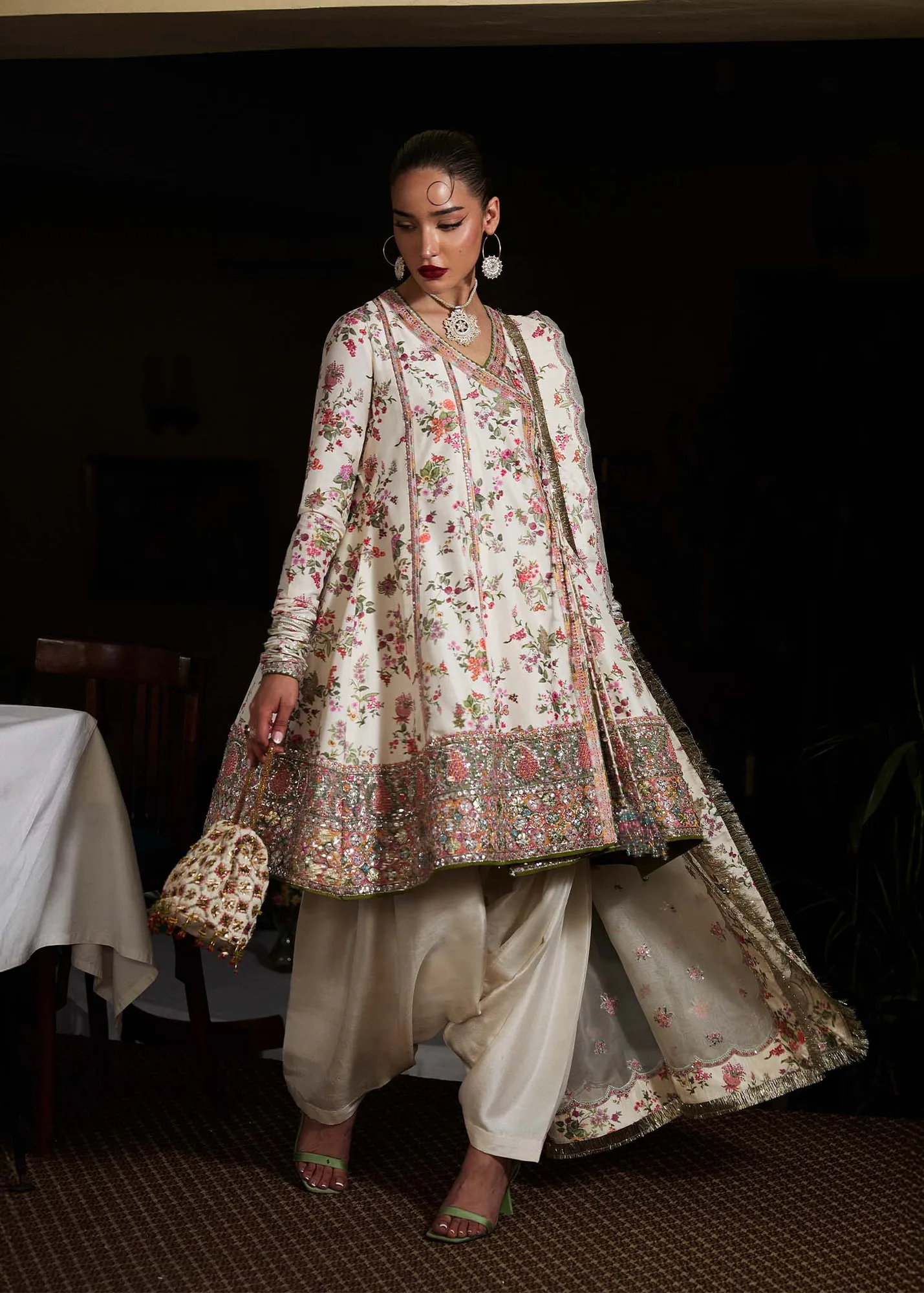 Hussain Rehar SS Luxury Pret 25 Off White Raw Silk – view 4 – Poshaq