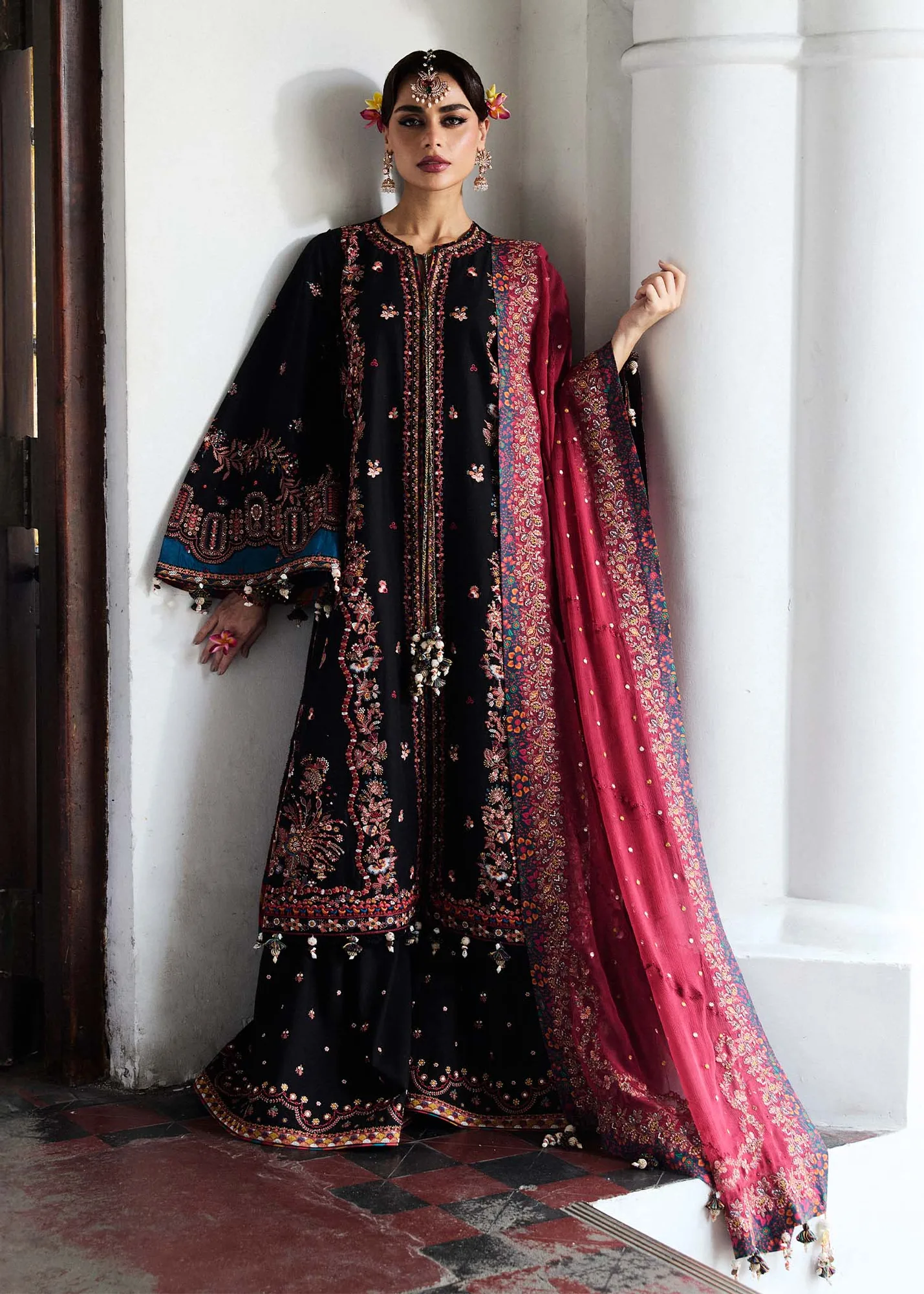 Hussain Rehar Luxury Lawn 25 Black Chiffon – view 1 – Poshaq