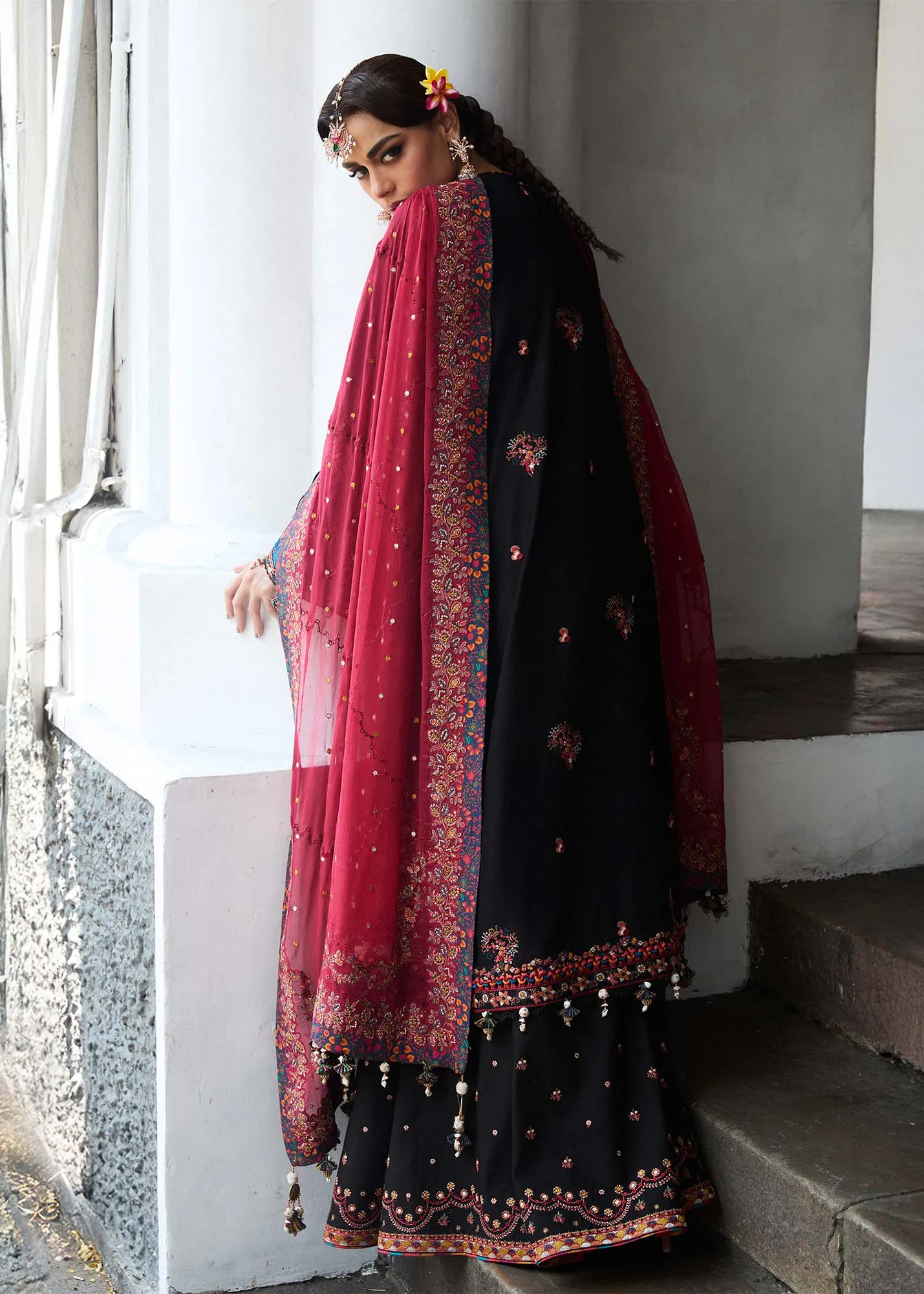 Hussain Rehar Luxury Lawn 25 Black Chiffon – view 2 – Poshaq