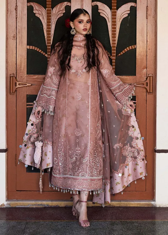 Hussain Rehar Darlings Festive 25 Brownish Pink Raw Silk – view 1 – Poshaq