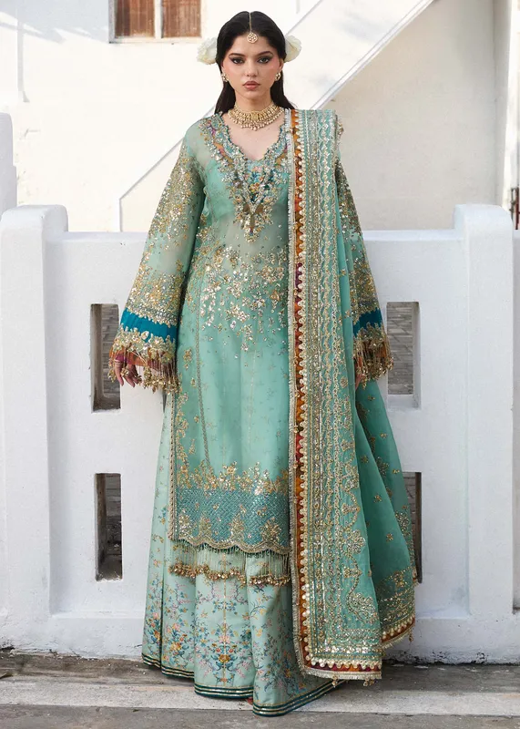 Hussain Rehar Darlings Festive 25 Ice Blue Raw Silk – view 1 – Poshaq