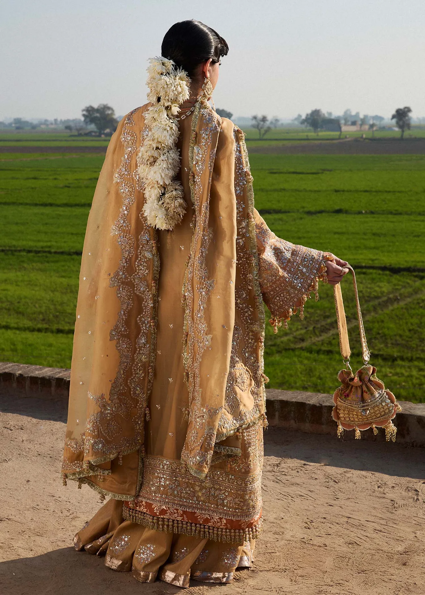 Hussain Rehar Darlings Festive 25 Mustard Raw Silk – view 4 – Poshaq