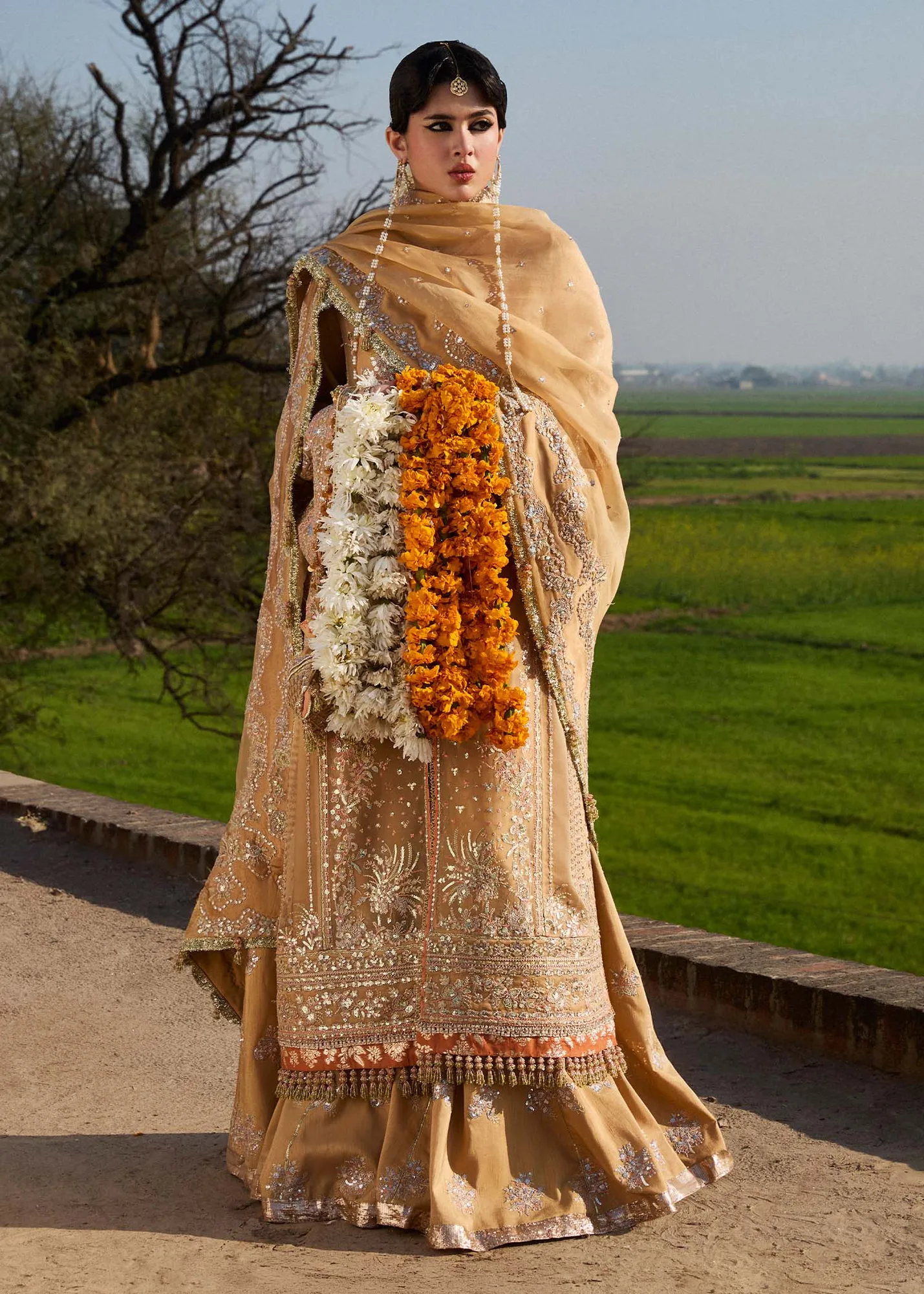 Hussain Rehar Darlings Festive 25 Mustard Raw Silk – view 6 – Poshaq