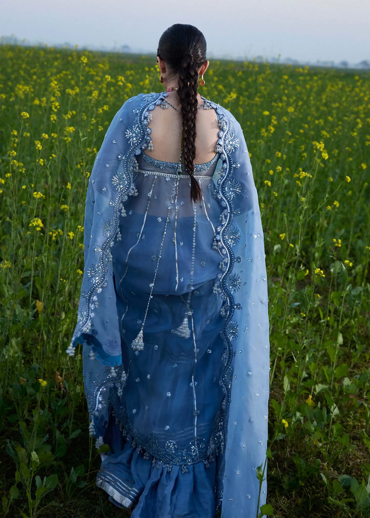 Hussain Rehar Darlings Festive 25 Ice Blue Raw Silk – view 2 – Poshaq