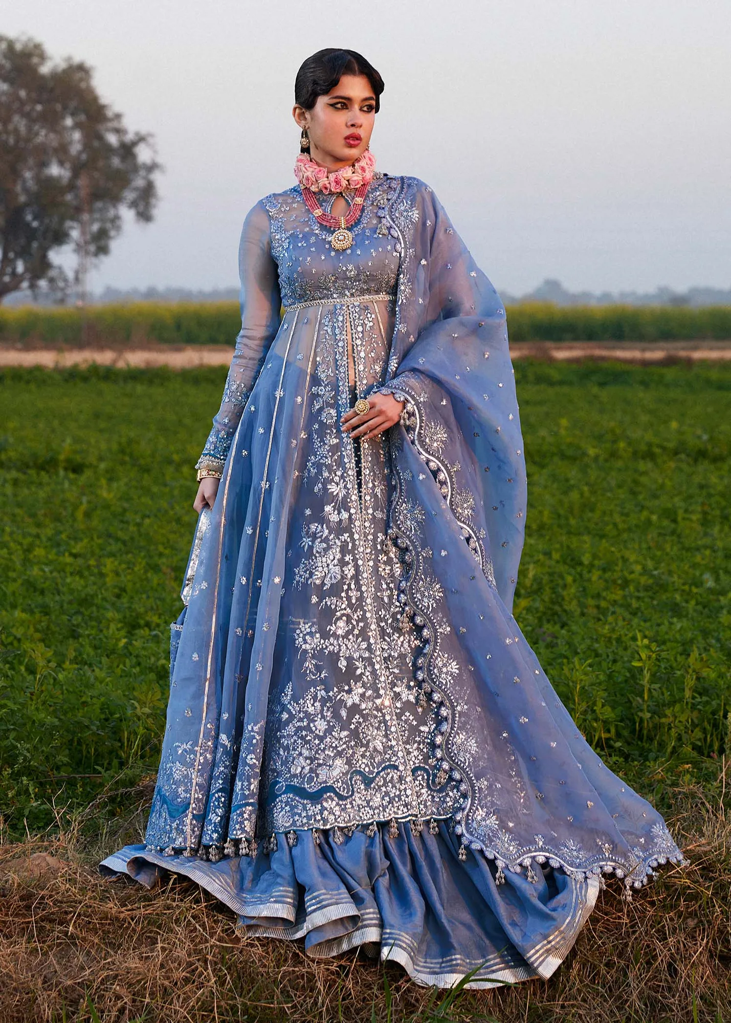 Hussain Rehar Darlings Festive 25 Ice Blue Raw Silk – view 6 – Poshaq