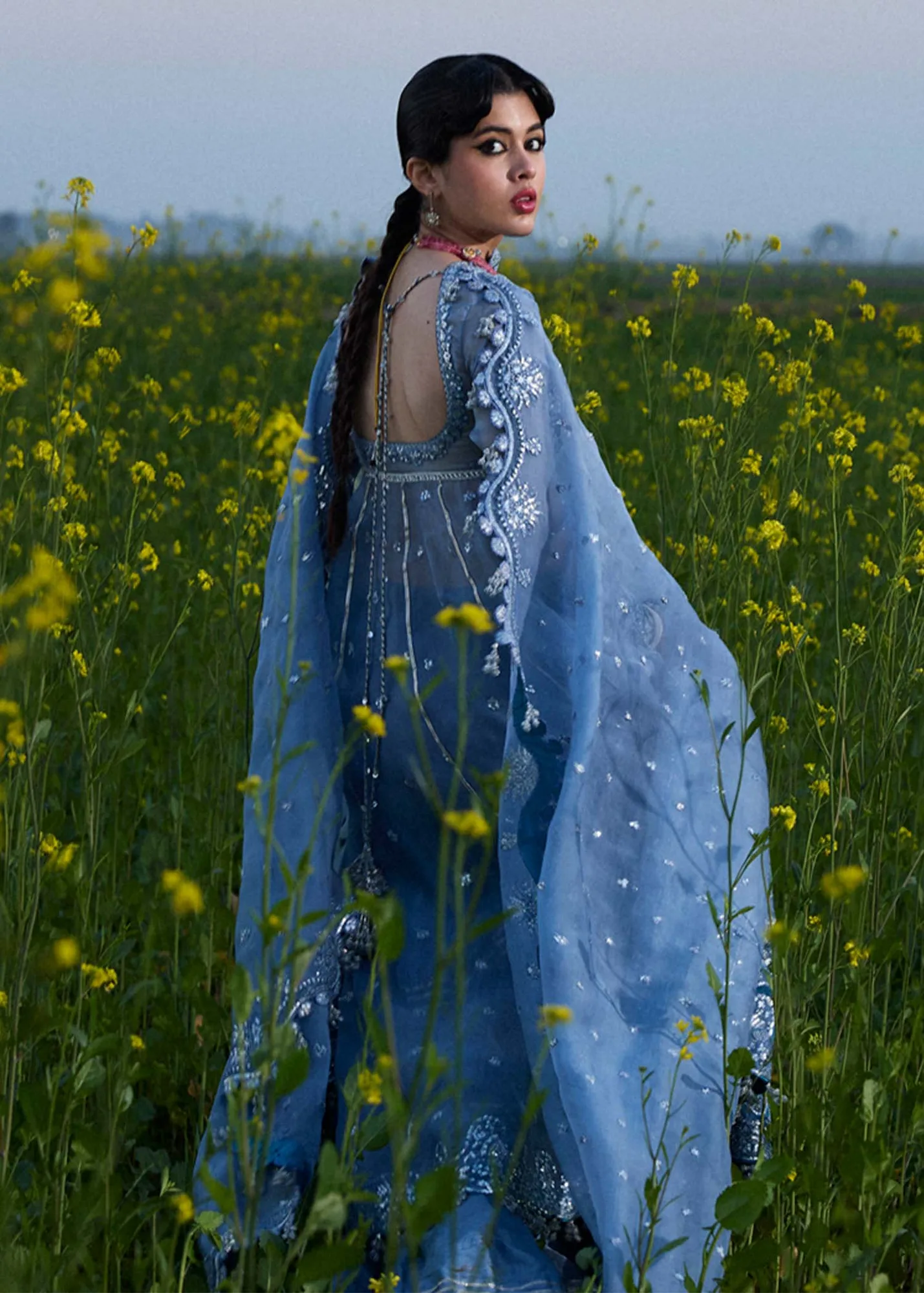 Hussain Rehar Darlings Festive 25 Ice Blue Raw Silk – view 7 – Poshaq