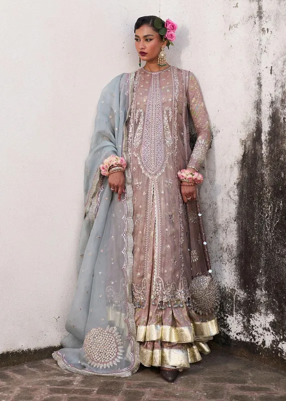 Hussain Rehar Darlings Festive 25 Mouse Gray Organza – view 1 – Poshaq