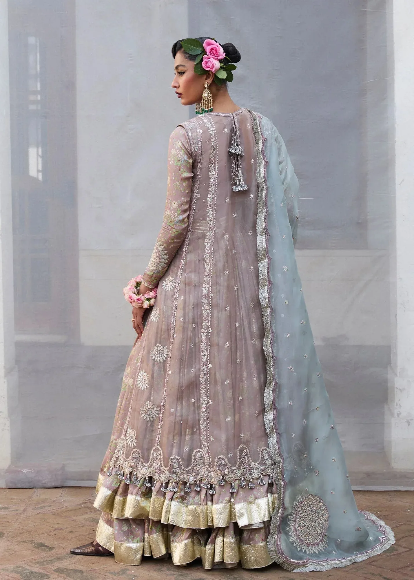 Hussain Rehar Darlings Festive 25 Mouse Gray Organza – view 2 – Poshaq