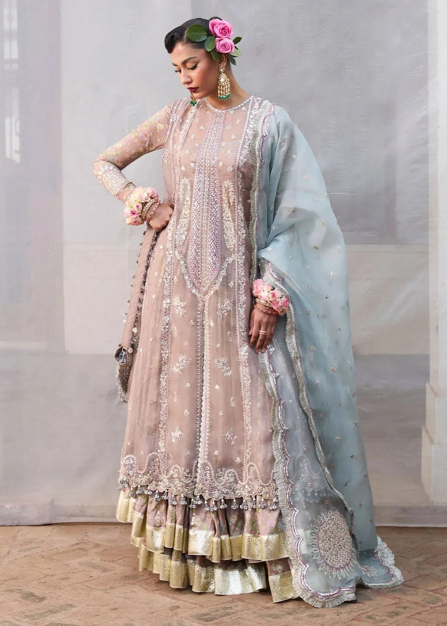 Hussain Rehar Darlings Festive 25 Mouse Gray Organza – view 5 – Poshaq