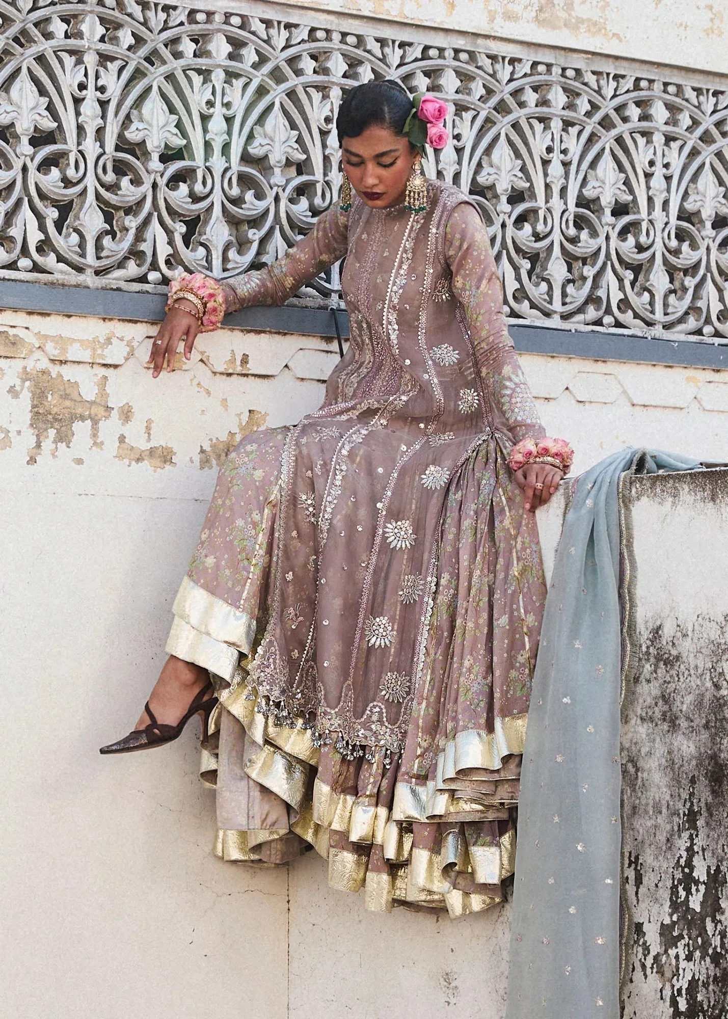 Hussain Rehar Darlings Festive 25 Mouse Gray Organza – view 6 – Poshaq