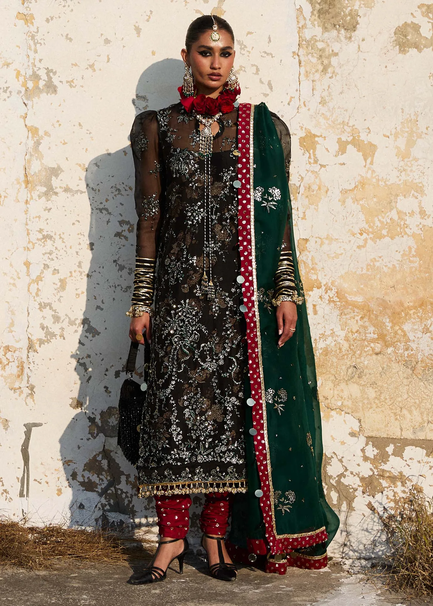 Hussain Rehar Darlings Festive 25 Black Raw Silk – view 1 – Poshaq