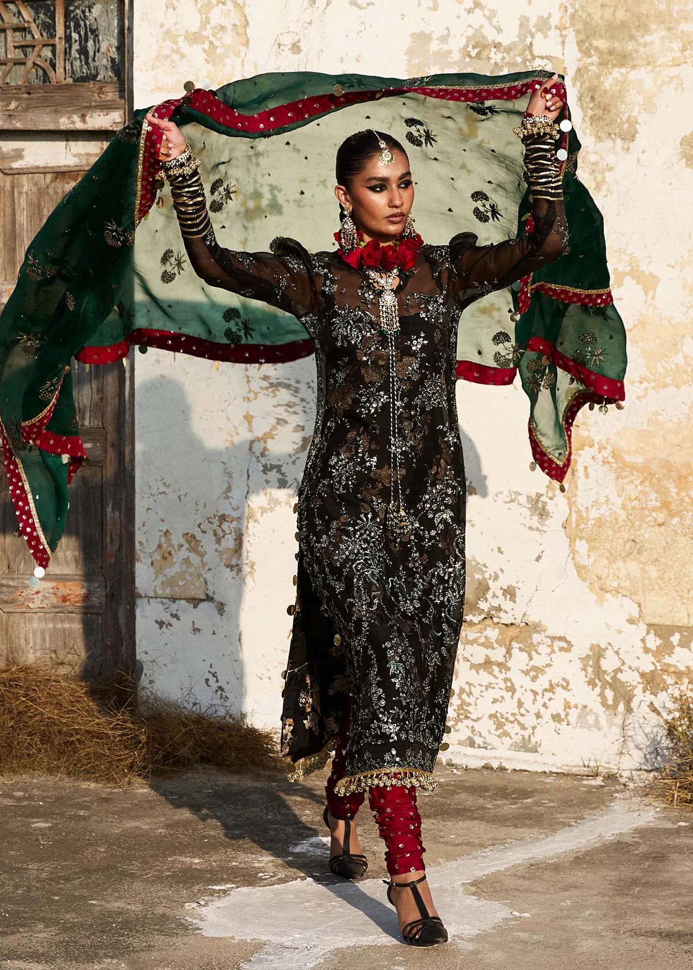 Hussain Rehar Darlings Festive 25 Black Raw Silk – view 4 – Poshaq