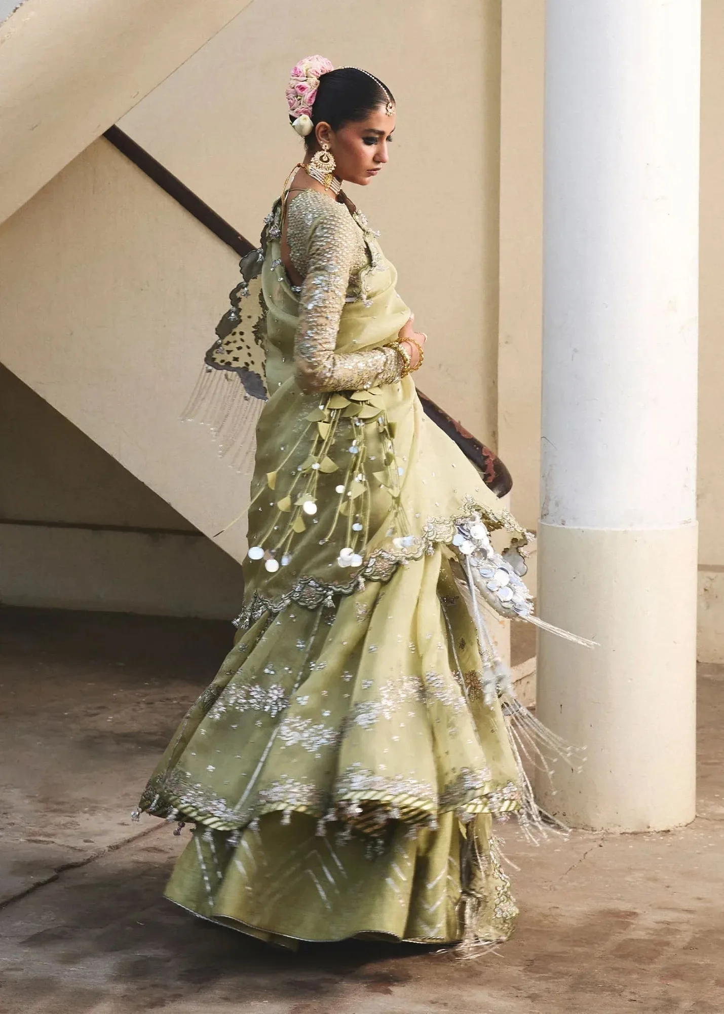 Hussain Rehar Darlings Festive 25 Apple Green Raw Silk – view 5 – Poshaq