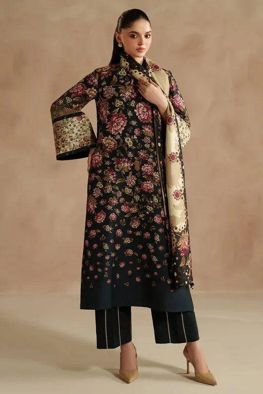 Jazmin Winter 25 Dark Green Pashmina – view 1 – Poshaq