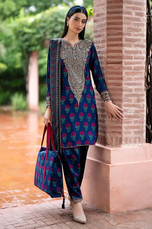 Jazmin Winter 25 Royal Blue Pashmina – view 1 – Poshaq