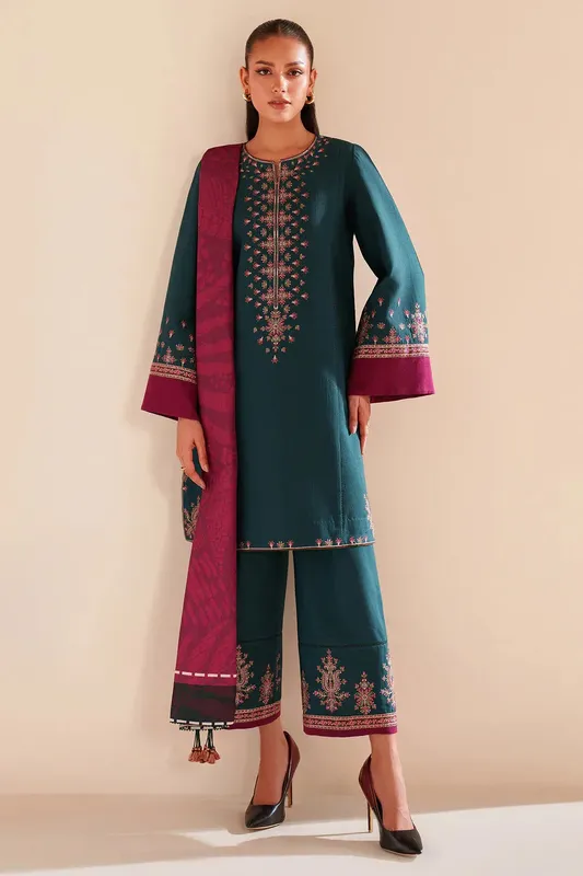 Jazmin Winter 25 Teal Blue Pashmina – view 1 – Poshaq