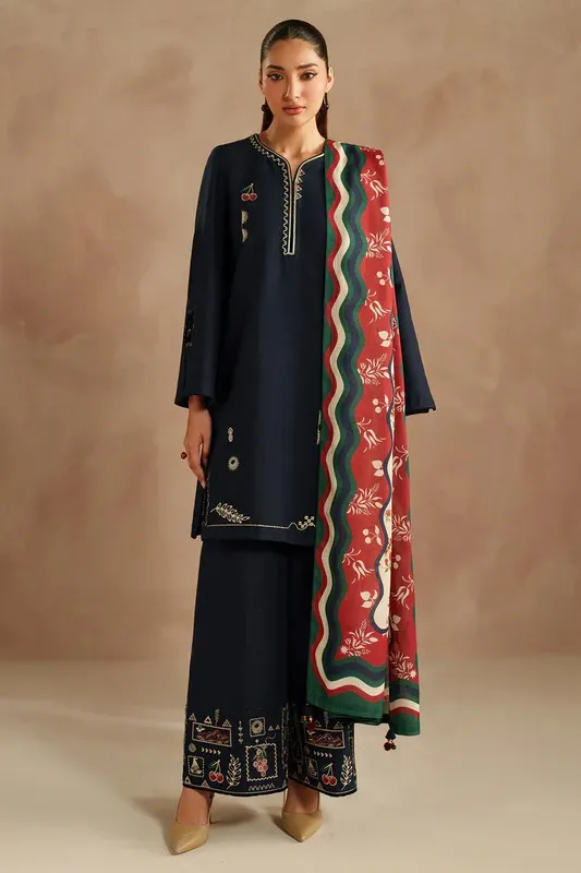 Jazmin Winter 25 dark navy blue Pashmina – view 1 – Poshaq