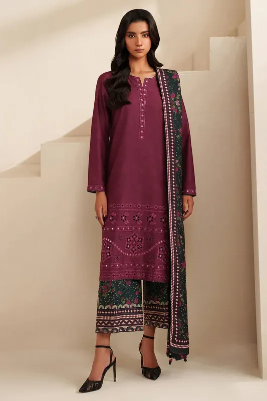 Jazmin Winter 25 Dark Plum Pashmina – view 1 – Poshaq