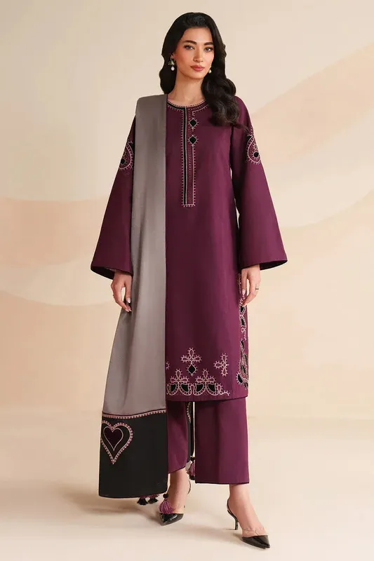 Jazmin Winter 25 Magenta Khaddar – view 1 – Poshaq