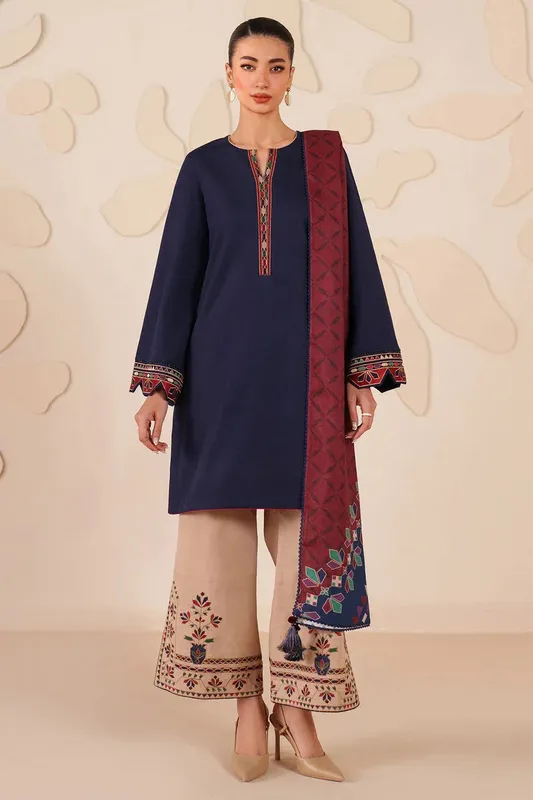 Jazmin Winter 25 Navy Blue Pashmina – view 1 – Poshaq