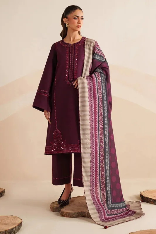 Jazmin Winter 25 Burgundy Pashmina – view 1 – Poshaq