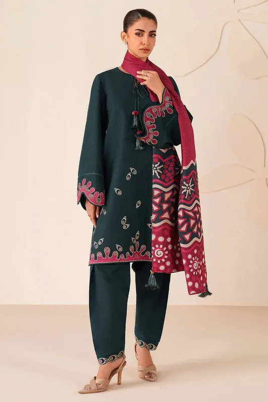 Jazmin Winter 25 Deep Teal Pashmina – view 1 – Poshaq