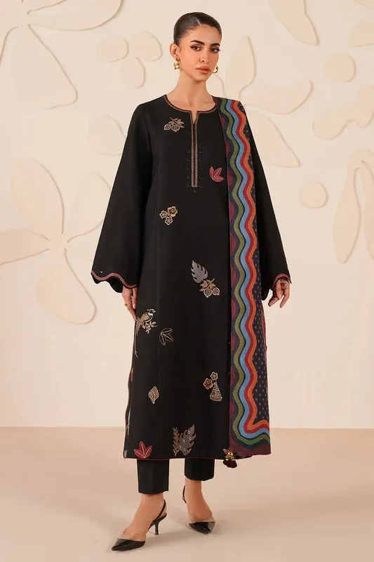 Jazmin Winter 25 Black Pashmina – view 1 – Poshaq