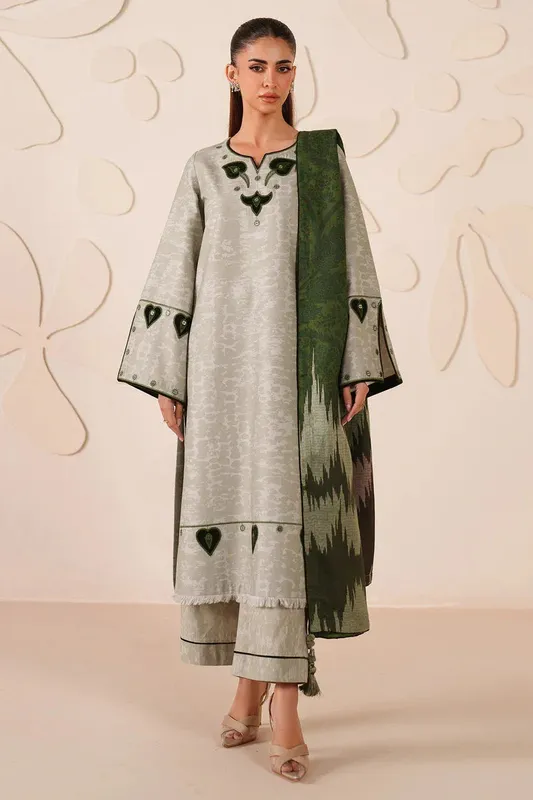 Jazmin Winter 25 Sage Green Pashmina – view 1 – Poshaq