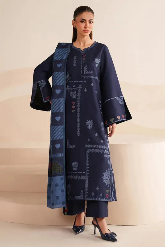 Jazmin Winter 25 Navy Blue Pashmina – view 1 – Poshaq