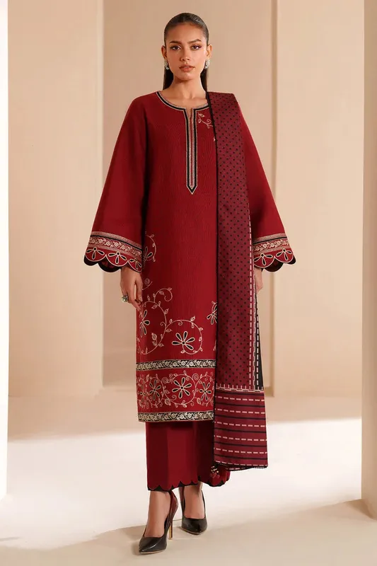 Jazmin Winter 25 Maroon Pashmina – view 1 – Poshaq
