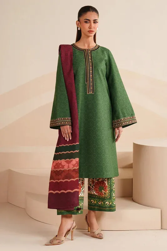 Jazmin Winter 25 Dark Green Pashmina – view 1 – Poshaq