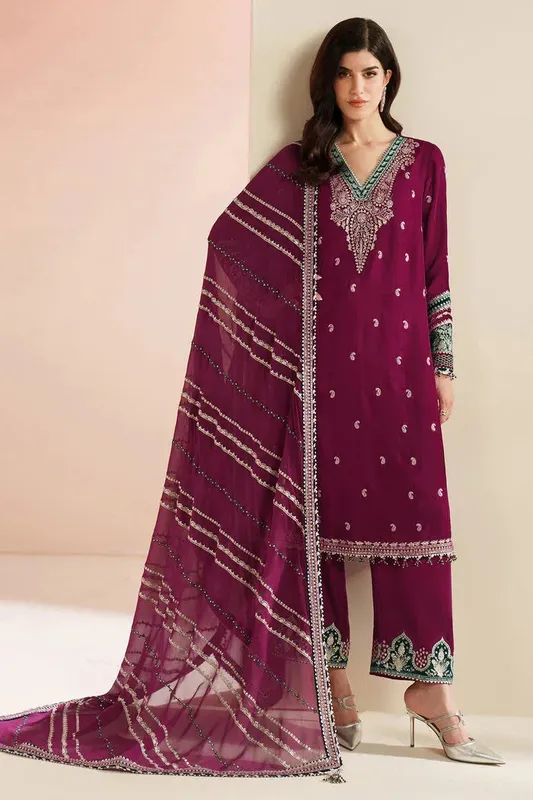 Jazmin Velvet Vogue 25 Burgundy Georgette – view 1 – Poshaq