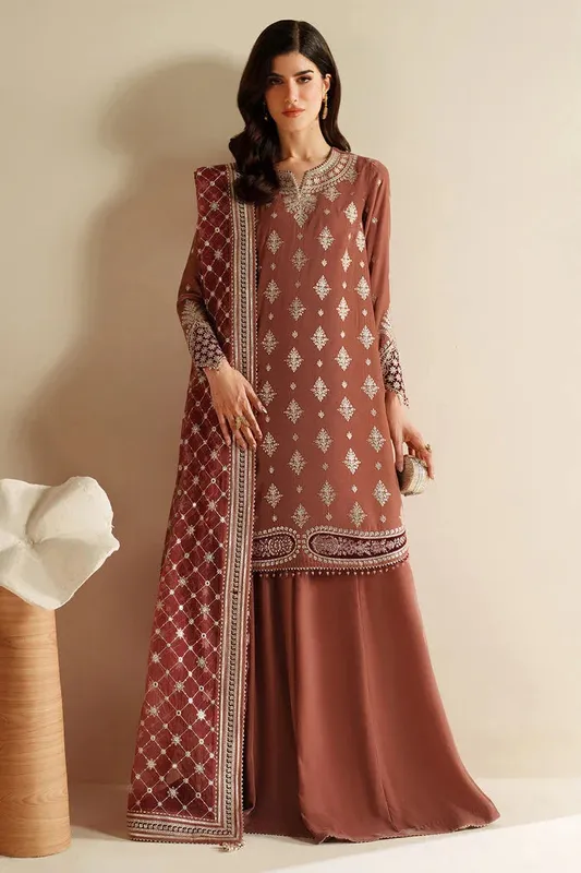 Jazmin Velvet Vogue 25 Rust Brown Organza – view 1 – Poshaq