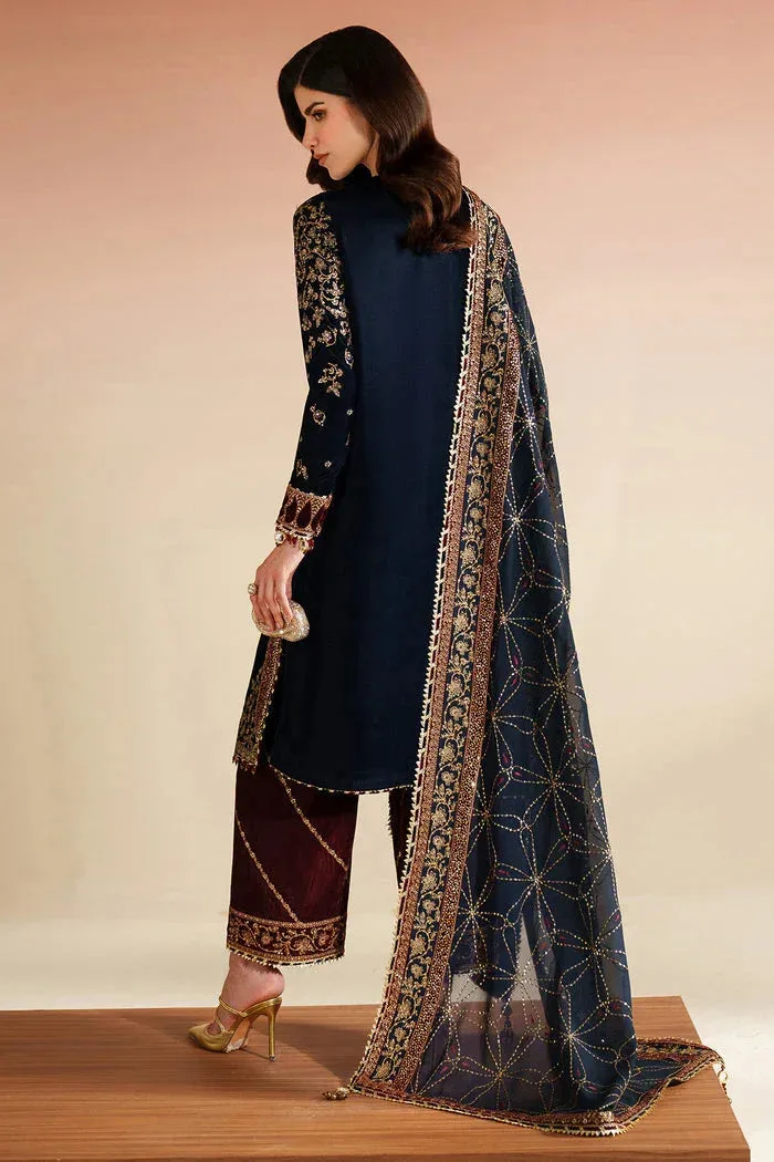 Jazmin Velvet Vogue 25 Navy Blue Georgette – view 2 – Poshaq