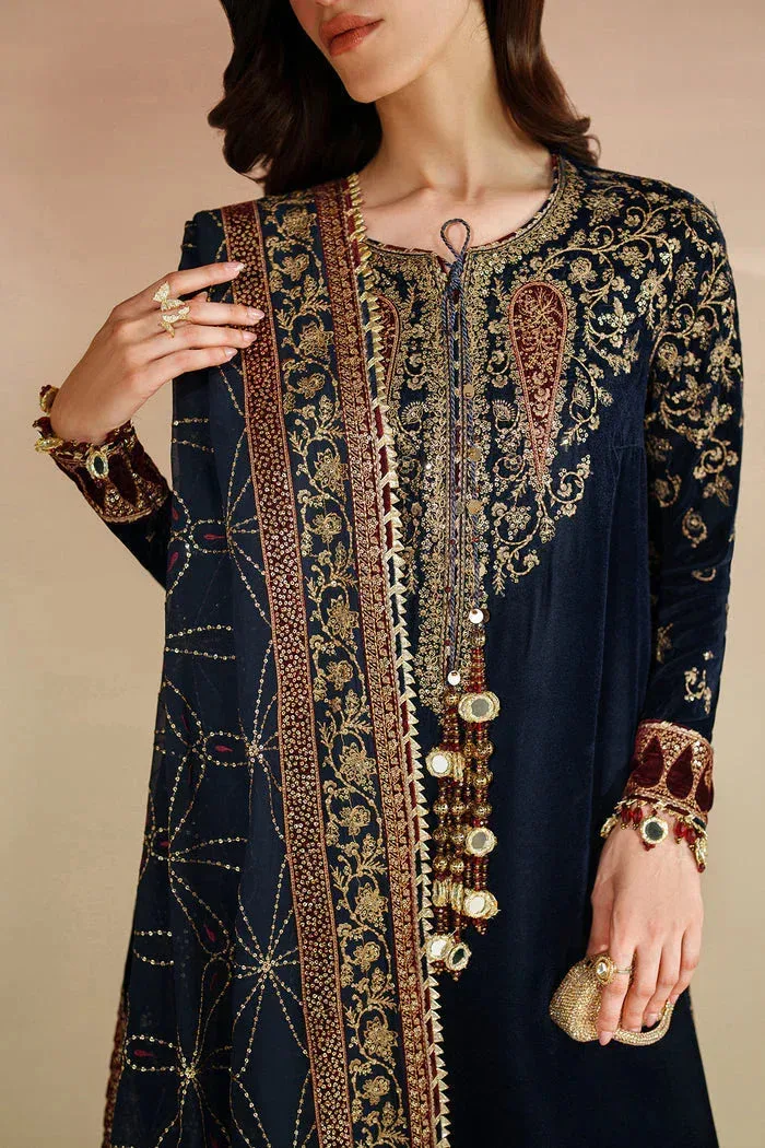 Jazmin Velvet Vogue 25 Navy Blue Georgette – view 4 – Poshaq
