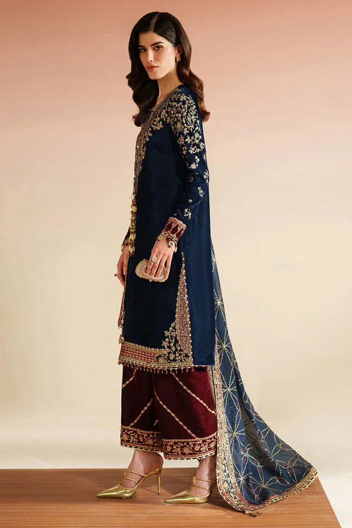 Jazmin Velvet Vogue 25 Navy Blue Georgette – view 5 – Poshaq