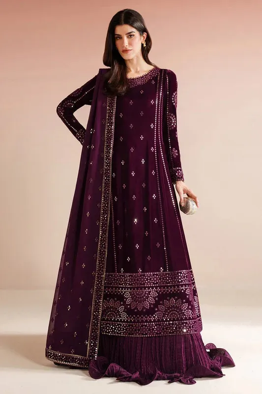 Jazmin Velvet Vogue 25 Dark Plum Georgette – view 1 – Poshaq