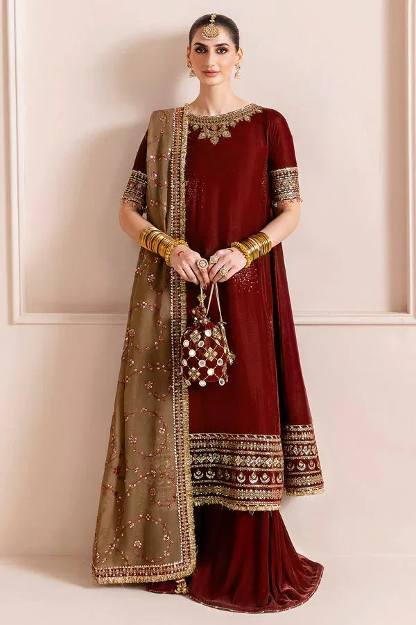 Jazmin Chandni Velvet Formals 25 Brown Georgette – view 1 – Poshaq