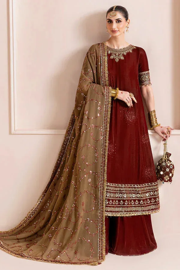 Jazmin Chandni Velvet Formals 25 Brown Georgette – view 3 – Poshaq