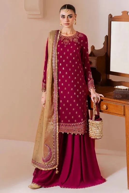 Jazmin Chandni Velvet Formals 25 reddish pink Organza – view 1 – Poshaq