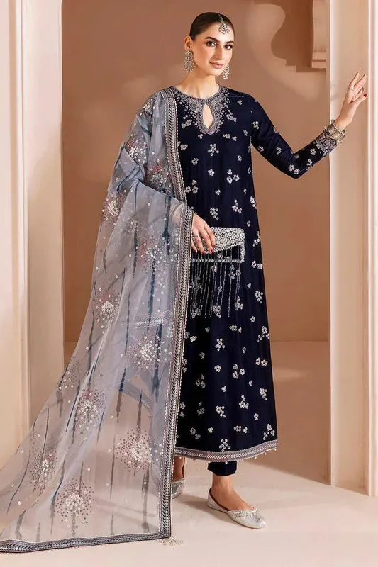 Jazmin Chandni Velvet Formals 25 Silver Organza – view 1 – Poshaq