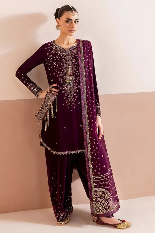 Jazmin Chandni Velvet Formals 25 Magenta Georgette – view 1 – Poshaq