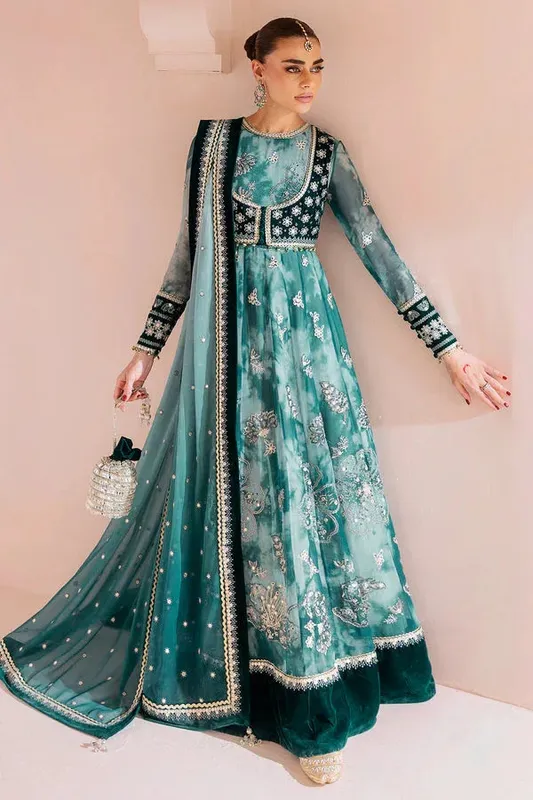 Jazmin Chandni Velvet Formals 25 Green Raw Silk – view 1 – Poshaq