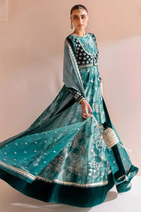 Jazmin Chandni Velvet Formals 25 Green Raw Silk – view 3 – Poshaq