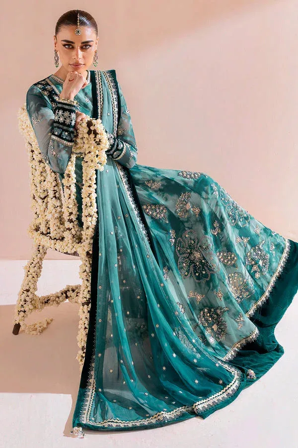 Jazmin Chandni Velvet Formals 25 Green Raw Silk – view 4 – Poshaq