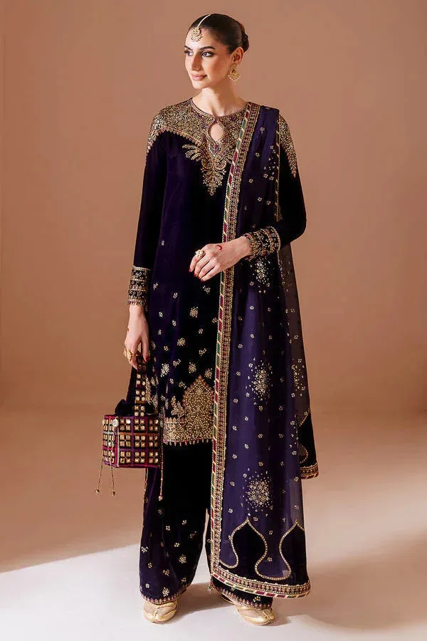 Jazmin Chandni Velvet Formals 25 Purple Georgette – view 1 – Poshaq