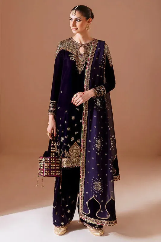 Jazmin Chandni Velvet Formals 25 Purple Georgette – view 1 – Poshaq